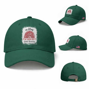 In May We Wear Red Stroke Awareness Baseball Cap Bleach Effect TS11 Baseball Cap Universal Fit Irish Green Print Your Wear