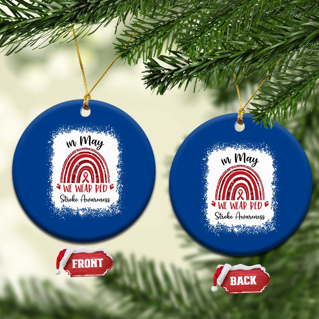 In May We Wear Red Stroke Awareness Ceramic Ornament Bleach Effect TS11 1pc Blue Print Your Wear