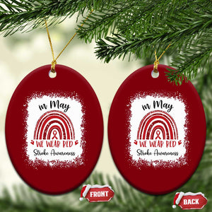In May We Wear Red Stroke Awareness Ceramic Ornament Bleach Effect TS11 Print Your Wear