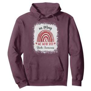 In May We Wear Red Stroke Awareness Hoodie Bleach Effect TS11 Maroon Print Your Wear