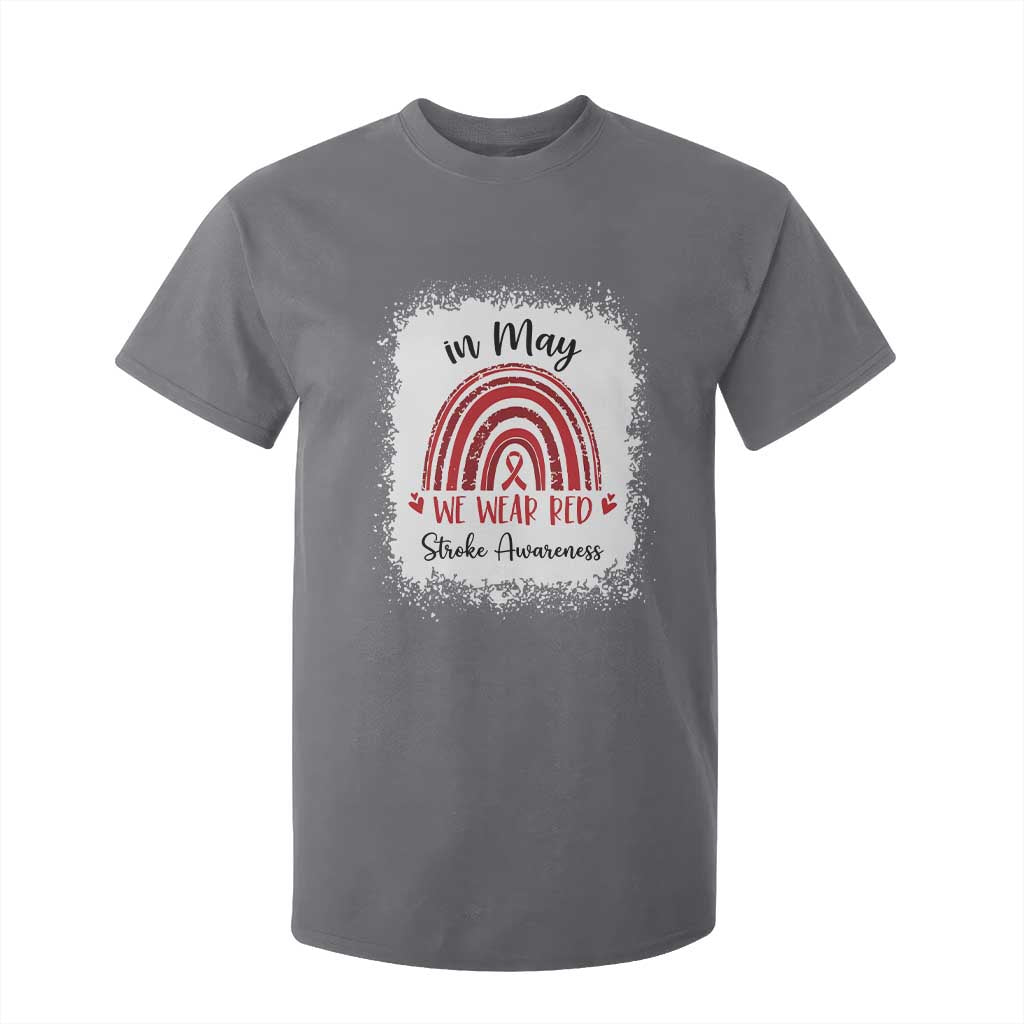 In May We Wear Red Stroke Awareness T Shirt For Kid Bleach Effect TS11 Charcoal Print Your Wear