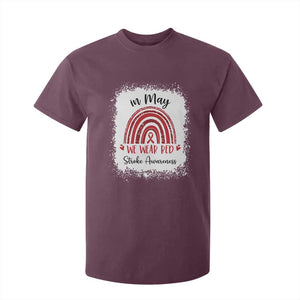 In May We Wear Red Stroke Awareness T Shirt For Kid Bleach Effect TS11 Maroon Print Your Wear