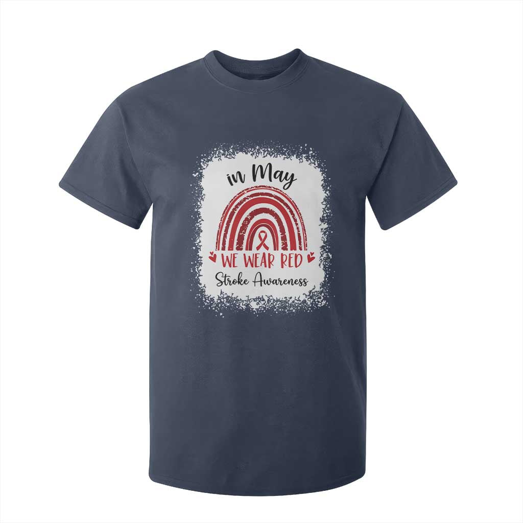 In May We Wear Red Stroke Awareness T Shirt For Kid Bleach Effect TS11 Navy Print Your Wear