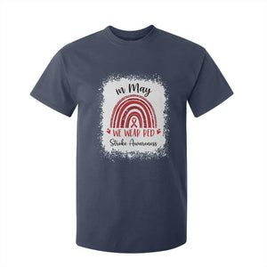 In May We Wear Red Stroke Awareness T Shirt For Kid Bleach Effect TS11 Navy Print Your Wear