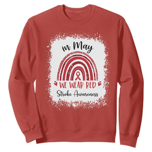 In May We Wear Red Stroke Awareness Sweatshirt Bleach Effect TS11 Red Print Your Wear