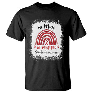In May We Wear Red Stroke Awareness T Shirt Bleach Effect TS11 Black Print Your Wear