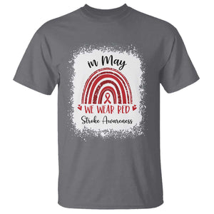 In May We Wear Red Stroke Awareness T Shirt Bleach Effect TS11 Charcoal Print Your Wear