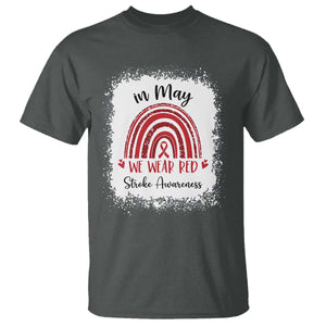 In May We Wear Red Stroke Awareness T Shirt Bleach Effect TS11 Dark Heather Print Your Wear