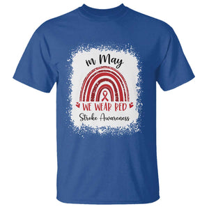 In May We Wear Red Stroke Awareness T Shirt Bleach Effect TS11 Royal Blue Print Your Wear
