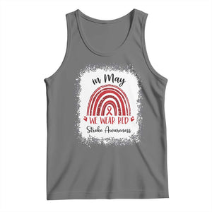 In May We Wear Red Stroke Awareness Tank Top Bleach Effect TS11 Black Heather Print Your Wear