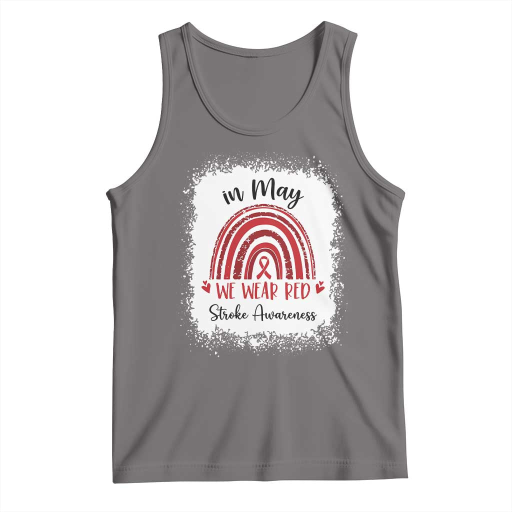 In May We Wear Red Stroke Awareness Tank Top Bleach Effect TS11 Deep Heather Print Your Wear
