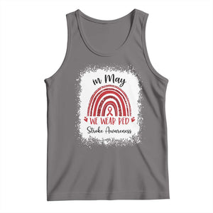 In May We Wear Red Stroke Awareness Tank Top Bleach Effect TS11 Deep Heather Print Your Wear