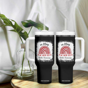 In May We Wear Red Stroke Awareness Tumbler With Handle Bleach Effect TS11 Print Your Wear