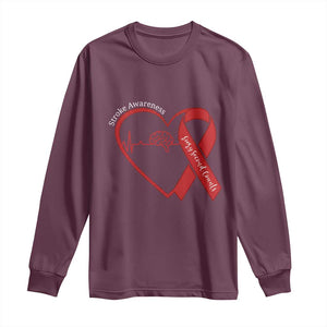 Stroke Awareness Long Sleeve Shirt Stroke Survivor Warrior Brain Attack TS11 Maroon Print Your Wear