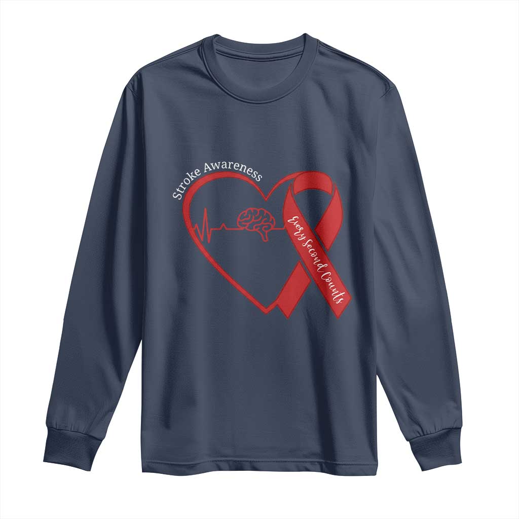 Stroke Awareness Long Sleeve Shirt Stroke Survivor Warrior Brain Attack TS11 Navy Print Your Wear