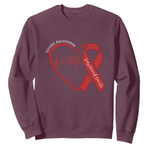 Stroke Awareness Sweatshirt Stroke Survivor Warrior Brain Attack TS11 Maroon Print Your Wear