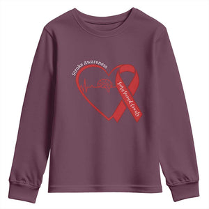 Stroke Awareness Youth Sweatshirt Stroke Survivor Warrior Brain Attack TS11 Maroon Print Your Wear