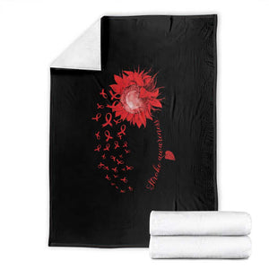 Sunflower Stroke Awareness Red Ribbon Throw Blanket TS11 Black Print Your Wear