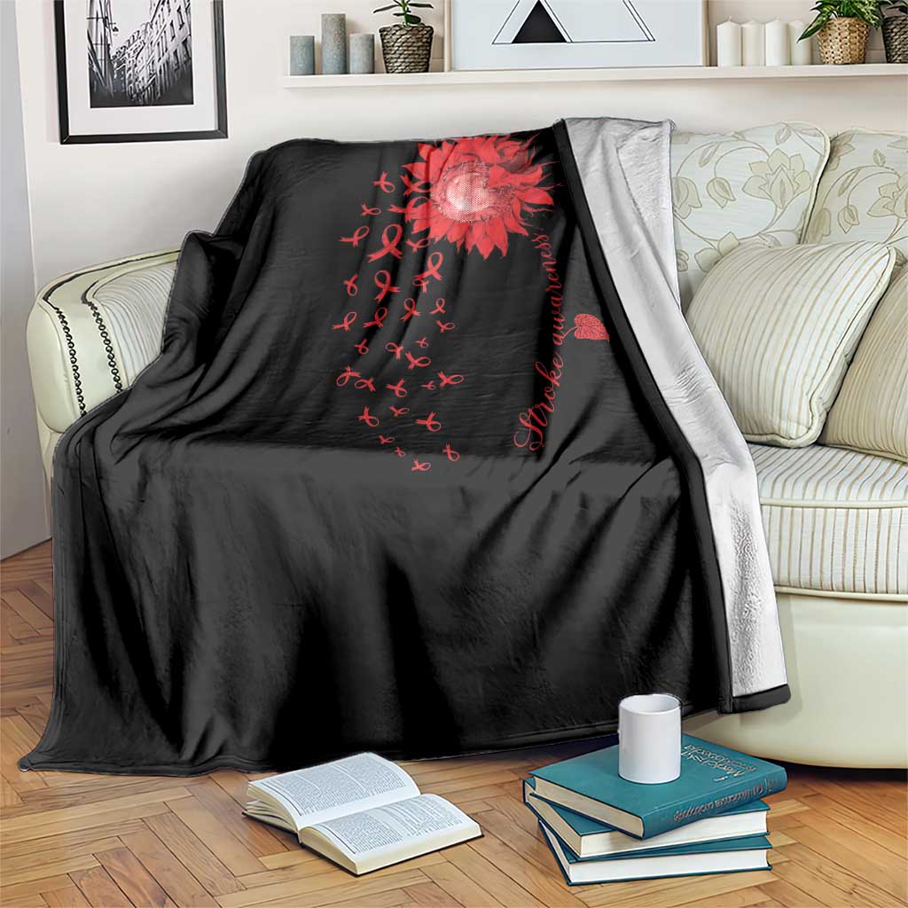 Sunflower Stroke Awareness Red Ribbon Throw Blanket TS11 Print Your Wear
