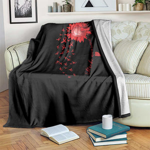 Sunflower Stroke Awareness Red Ribbon Throw Blanket TS11 Print Your Wear