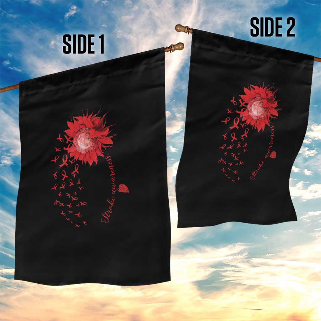 Sunflower Stroke Awareness Red Ribbon Garden Flag TS11 Print Your Wear
