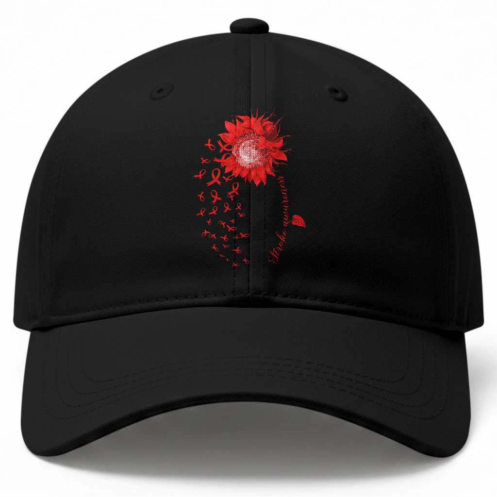 Sunflower Stroke Awareness Red Ribbon Baseball Cap TS11 Print Your Wear