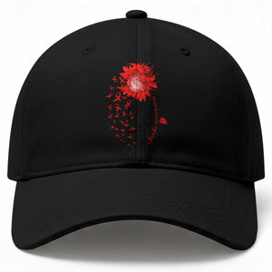 Sunflower Stroke Awareness Red Ribbon Baseball Cap TS11 Print Your Wear