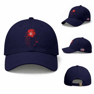 Sunflower Stroke Awareness Red Ribbon Baseball Cap TS11 Baseball Cap Universal Fit Dark Blue Print Your Wear