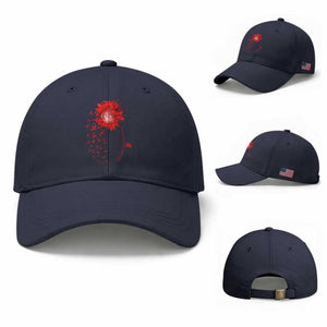 Sunflower Stroke Awareness Red Ribbon Baseball Cap TS11 Baseball Cap Universal Fit Navy Print Your Wear