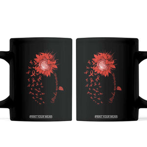 Sunflower Stroke Awareness Red Ribbon Coffee Mug TS11 Black Print Your Wear