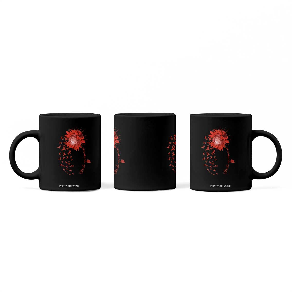 Sunflower Stroke Awareness Red Ribbon Coffee Mug TS11 Print Your Wear