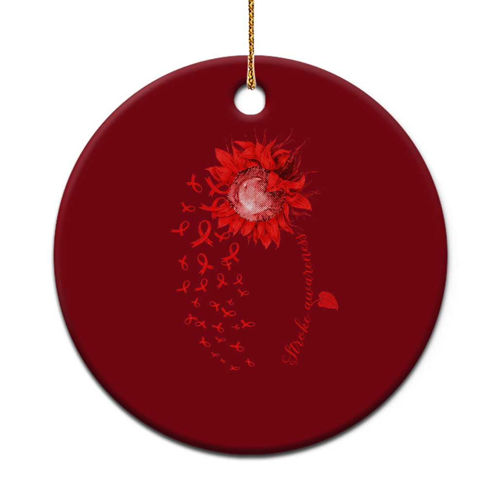Sunflower Stroke Awareness Red Ribbon Ceramic Ornament TS11 1pc Red Print Your Wear