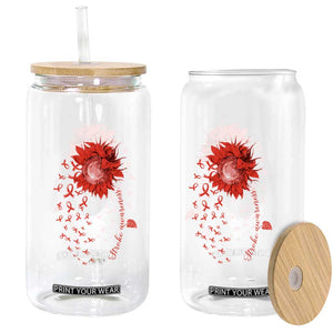 Sunflower Stroke Awareness Red Ribbon Glass Can TS11 Print Your Wear