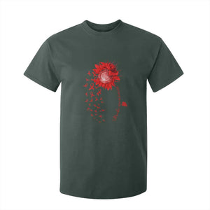 Sunflower Stroke Awareness Red Ribbon T Shirt For Kid TS11 Dark Forest Green Print Your Wear