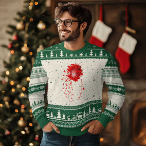 Sunflower Stroke Awareness Red Ribbon Ugly Christmas Sweater TS11 Beige Green Print Your Wear