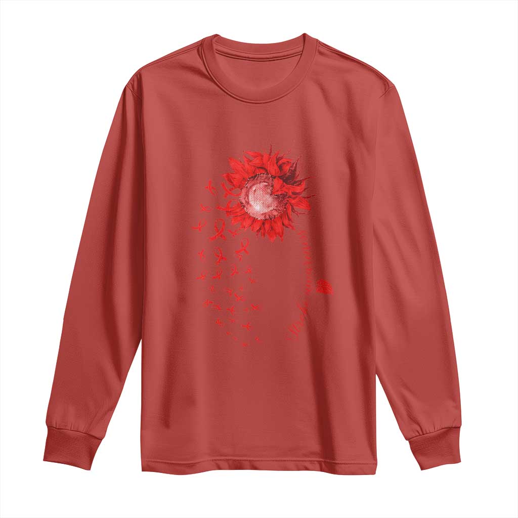 Sunflower Stroke Awareness Red Ribbon Long Sleeve Shirt TS11 Red Print Your Wear