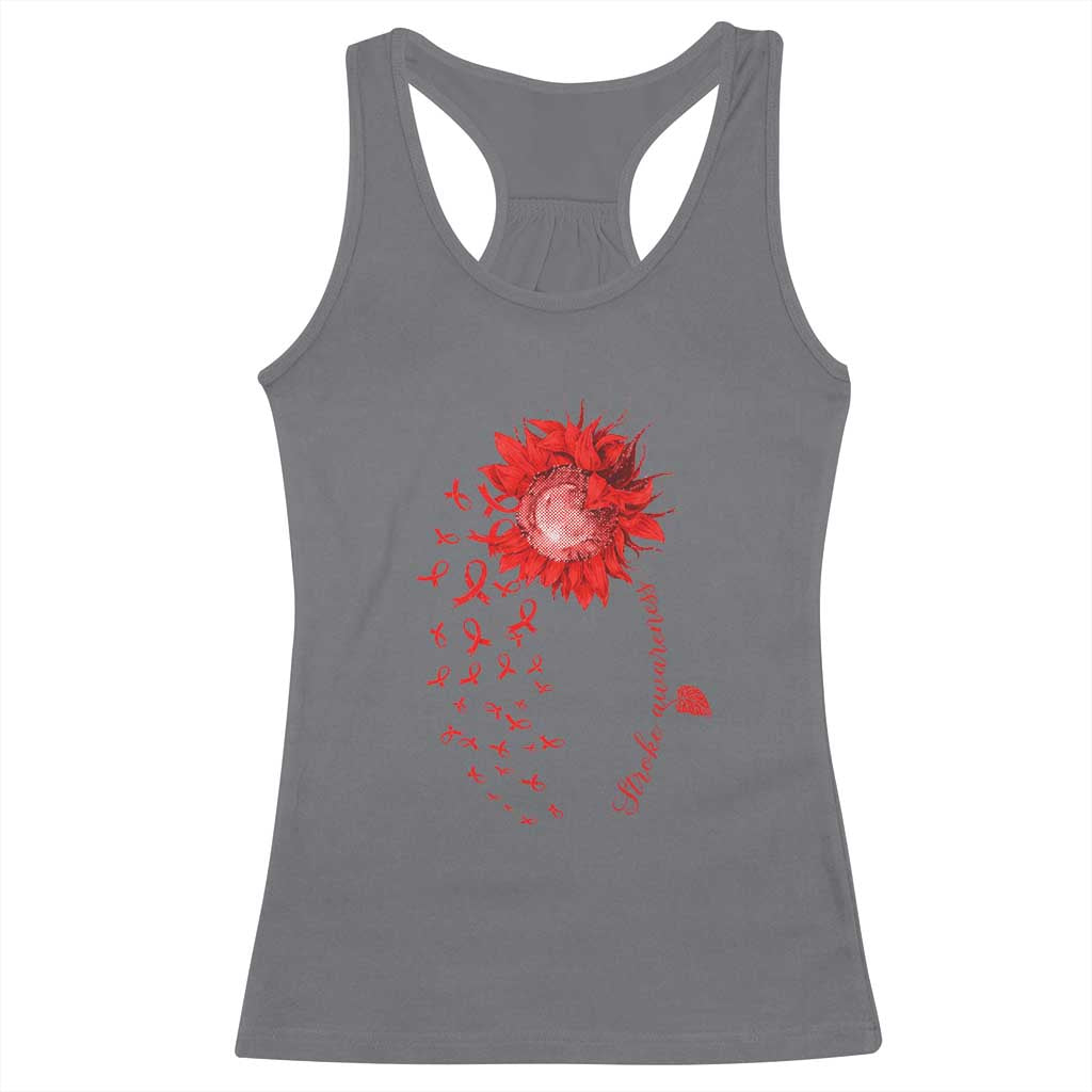 Sunflower Stroke Awareness Red Ribbon Racerback Tank Top TS11 Charcoal Print Your Wear