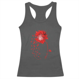 Sunflower Stroke Awareness Red Ribbon Racerback Tank Top TS11 Dark Heather Print Your Wear