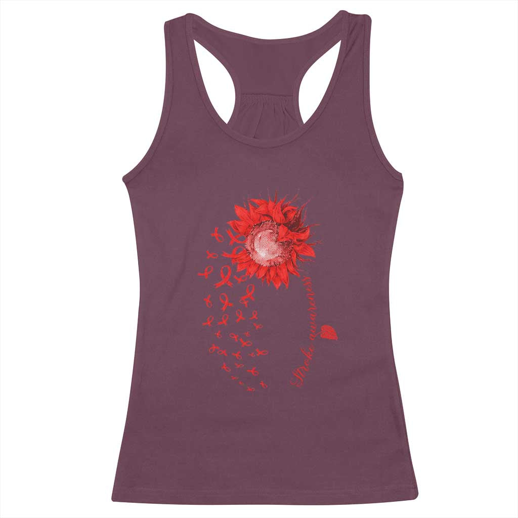 Sunflower Stroke Awareness Red Ribbon Racerback Tank Top TS11 Maroon Print Your Wear