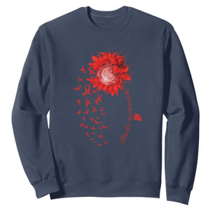 Sunflower Stroke Awareness Red Ribbon Sweatshirt TS11 Navy Print Your Wear