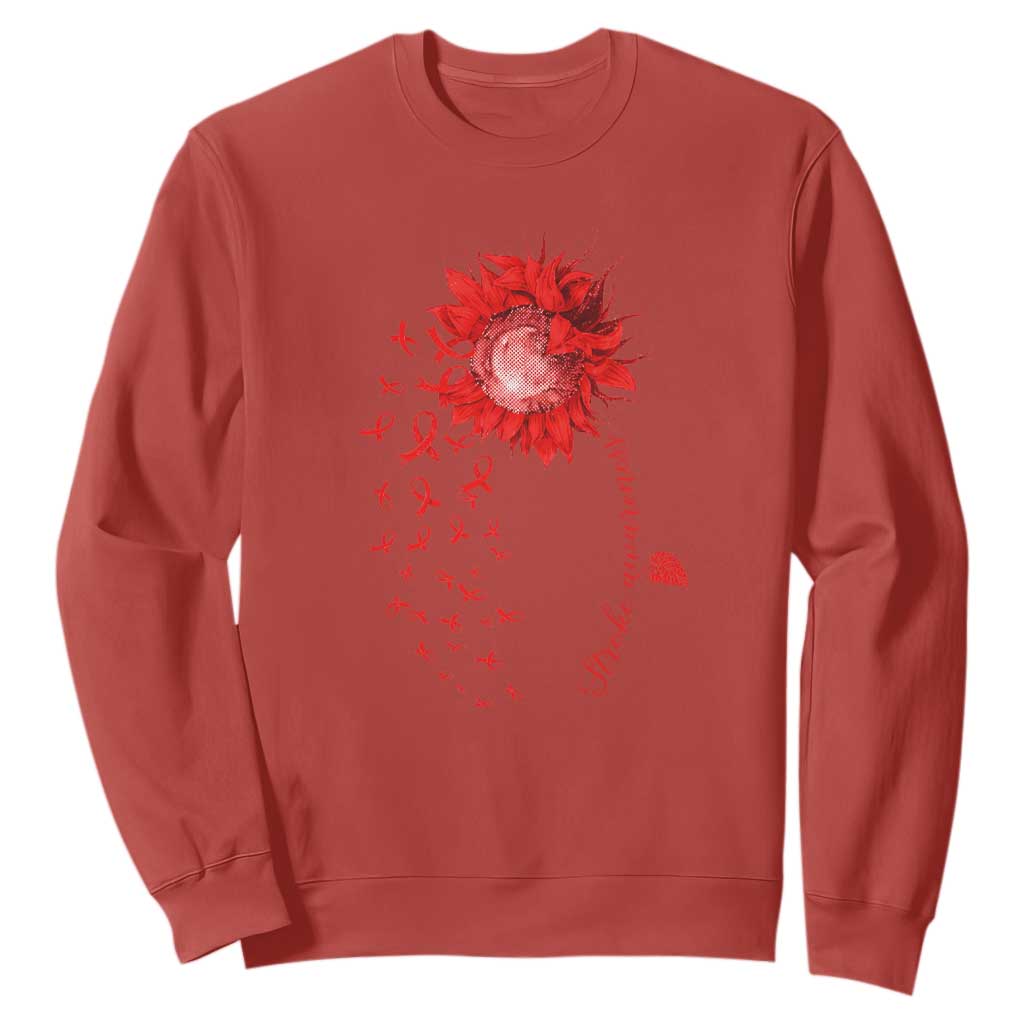 Sunflower Stroke Awareness Red Ribbon Sweatshirt TS11 Red Print Your Wear