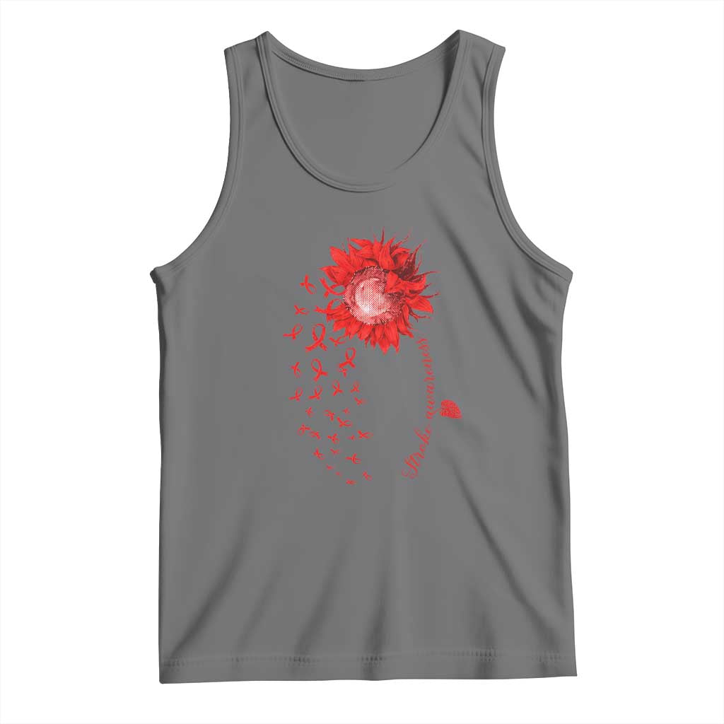Sunflower Stroke Awareness Red Ribbon Tank Top TS11 Black Heather Print Your Wear
