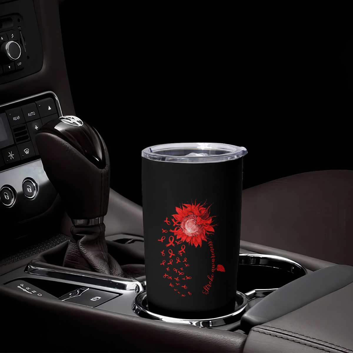 Sunflower Stroke Awareness Red Ribbon Tumbler Cup TS11 Print Your Wear