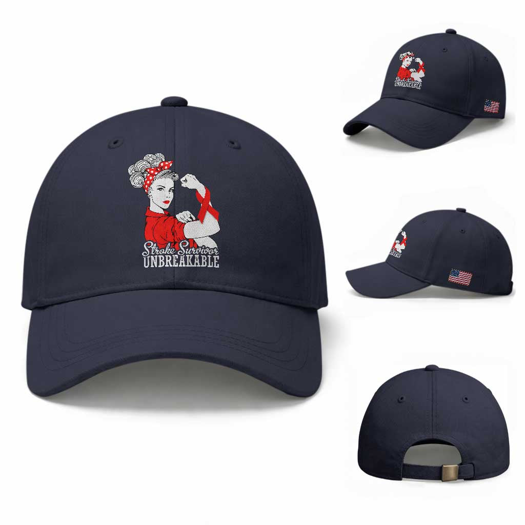 Stroke Survivor Unbreakable Baseball Cap Stroke Awareness Gift TS11 Baseball Cap Universal Fit Navy Print Your Wear