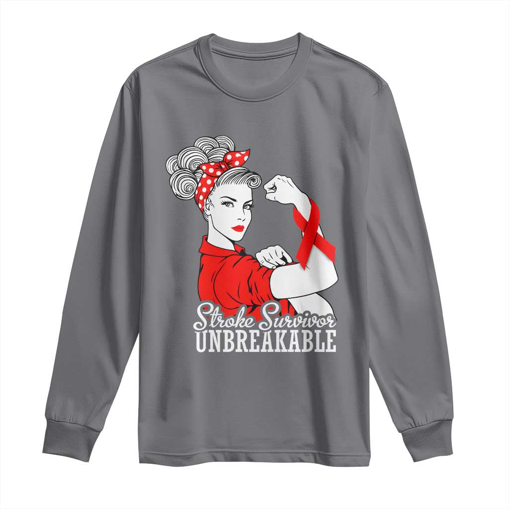Stroke Survivor Unbreakable Long Sleeve Shirt Stroke Awareness Gift TS11 Charcoal Print Your Wear