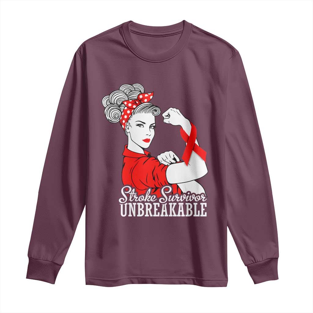 Stroke Survivor Unbreakable Long Sleeve Shirt Stroke Awareness Gift TS11 Maroon Print Your Wear