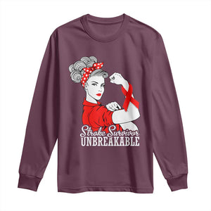 Stroke Survivor Unbreakable Long Sleeve Shirt Stroke Awareness Gift TS11 Maroon Print Your Wear