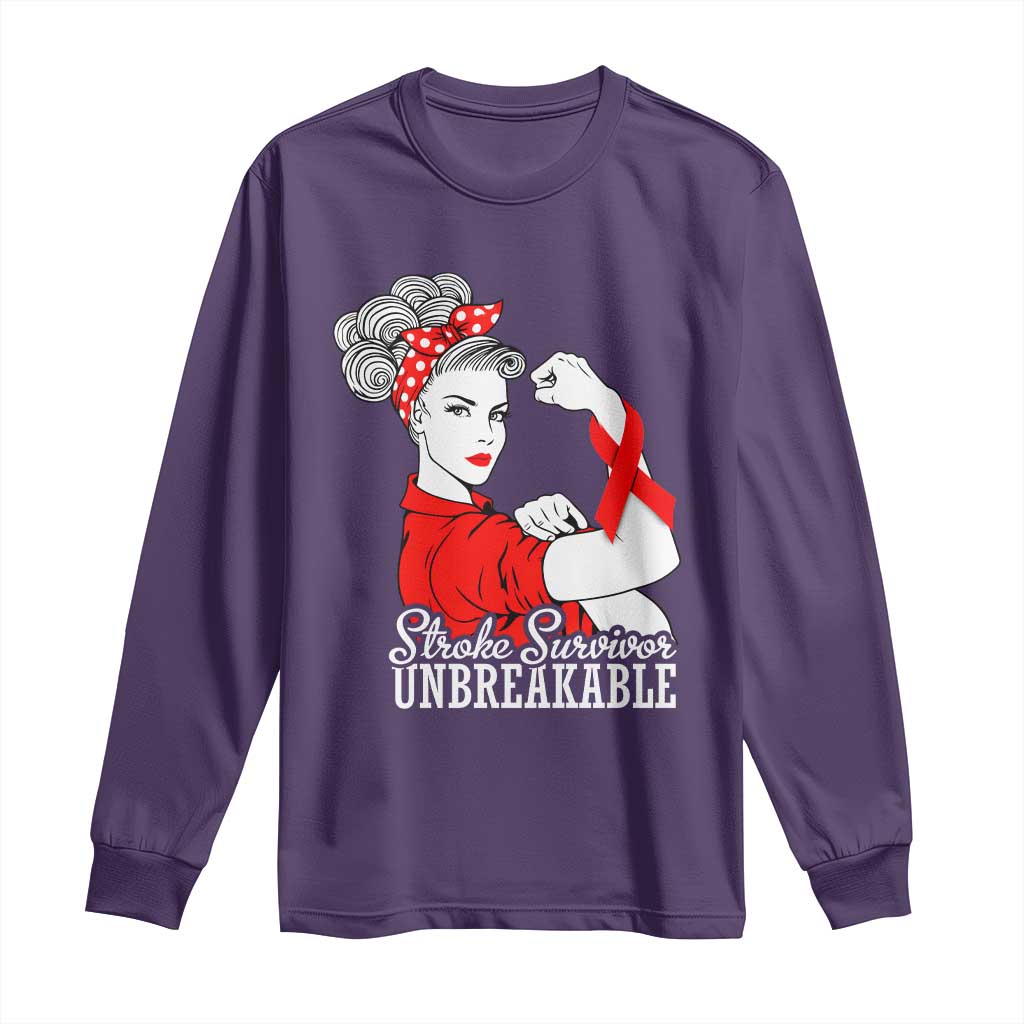 Stroke Survivor Unbreakable Long Sleeve Shirt Stroke Awareness Gift TS11 Purple Print Your Wear