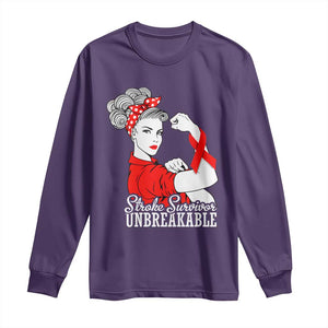 Stroke Survivor Unbreakable Long Sleeve Shirt Stroke Awareness Gift TS11 Purple Print Your Wear