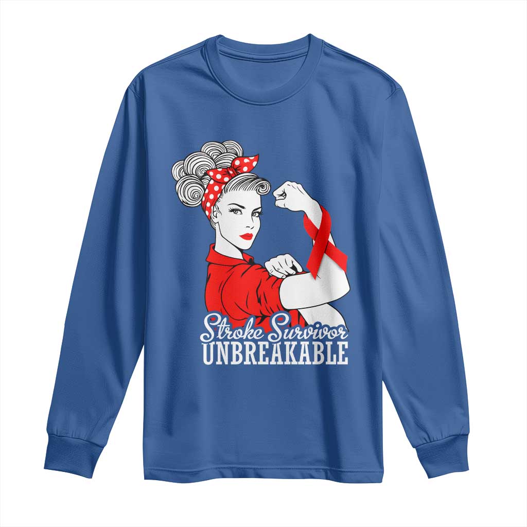 Stroke Survivor Unbreakable Long Sleeve Shirt Stroke Awareness Gift TS11 Royal Blue Print Your Wear